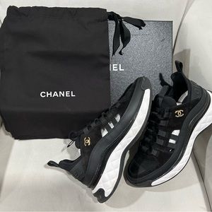 CHANEL Black and White Sneakers